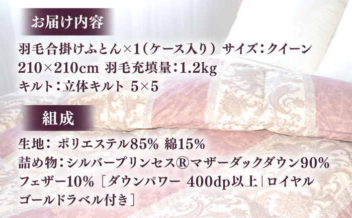 【訳あり】 色柄おまかせ クイーン 羽毛合掛けふとん シルバープリンセスダック ダウン90% ダウンパワー400dp 《壱岐市》 【富士新幸九州】 [JDH121] 掛け布団