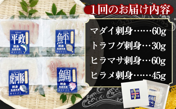 【全6回定期便】 【壱岐島直送】プレミアム海鮮4種食べ比べ刺身セット≪壱岐市≫【なかはら】 冷凍配送 刺身 小分け 産地直送 お刺身 刺し身 寿司 海鮮 [JDT084]