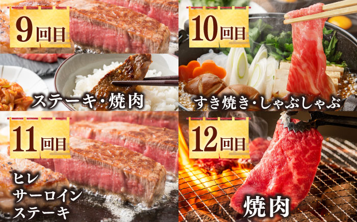 【全12回定期便】《100万》 壱岐牛 ギュギュギュ 定期便 （弐）《壱岐市》 肉 ステーキ 焼肉 しゃぶしゃぶ すき焼き 赤身 [JZX011]