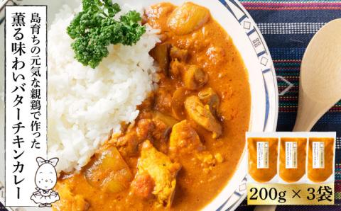 バターチキンカレー 200g × 3袋 鶏 島育ちの元気な 親鶏 で作った「薫る味わいバター チキン カレー」《壱岐市》【しまのたまご屋さん】[JAP009] 総菜・レトルト 16000 16000円
