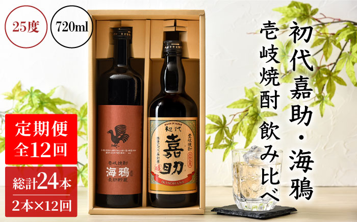 【全12回定期便】初代嘉助・海鴉2本飲み比べセット [JAD015] 定期便 セット 飲み比べ 酒 お酒 焼酎 本格焼酎 麦焼酎 むぎ焼酎 168000 168000円