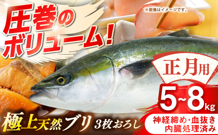 【正月用】　壱岐産　天然ブリ　3枚おろし　5kg～8kg《壱岐市》 【みやげ処 縁由】 [JBJ024]