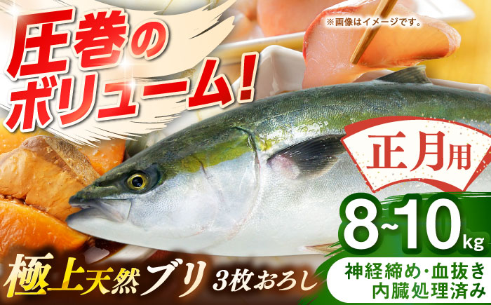 【正月用】　壱岐産　天然ブリ　3枚おろし　8kg～10kg《壱岐市》 【みやげ処 縁由】 [JBJ026]