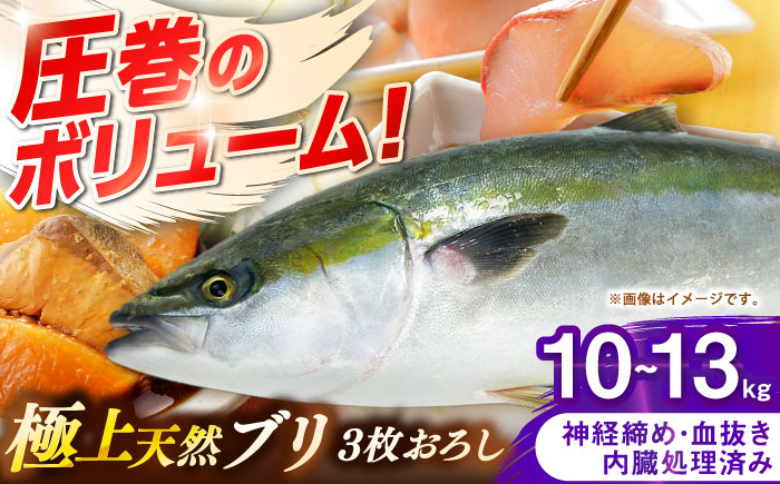 壱岐産　天然ブリ　3枚おろし　10kg～13kg《壱岐市》 【みやげ処 縁由】 [JBJ034]
