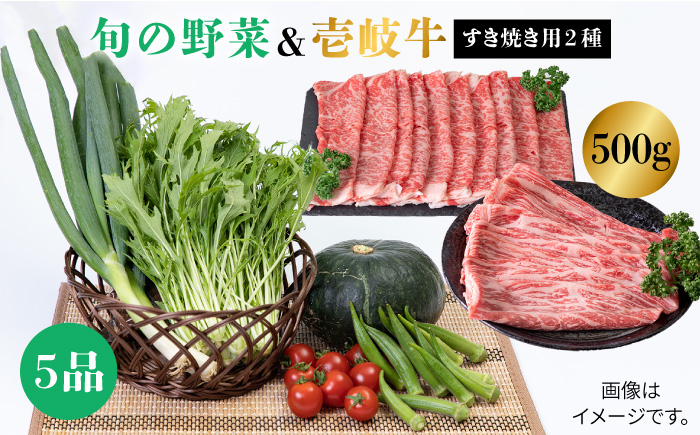 《A4～A5ランク》壱岐牛ロースすき焼き・野菜セット(ロース・肩ロース各250g/旬の野菜5品)[JBO039]