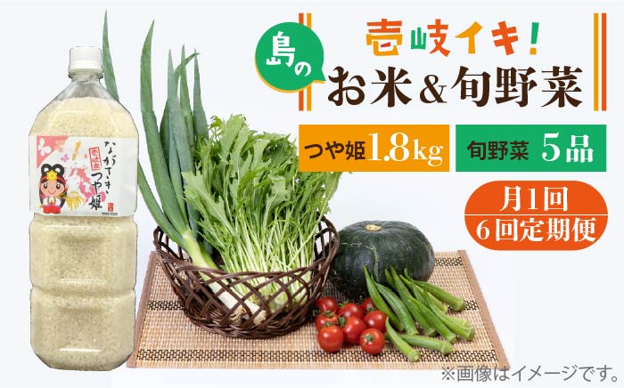 【全6回定期便】壱岐産米つや姫1.8kg・ 旬の野菜5品 《壱岐市》【壱岐市農業協同組合】 [JBO051] 野菜 やさい セット 米 お米 ご飯 お弁当 詰め合わせ 旬 新鮮 鮮度 夏野菜 定期便   96000 96000円