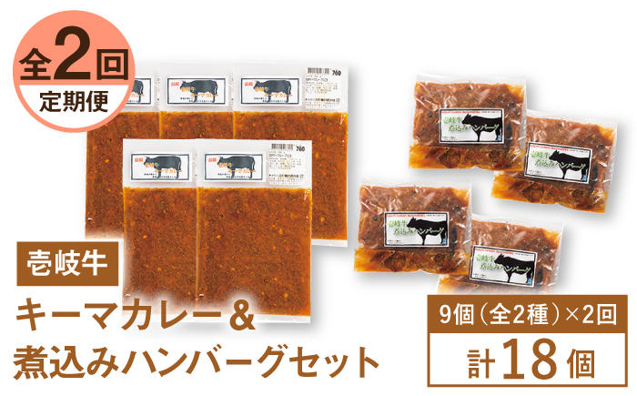【全2回定期便】壱岐牛煮込みハンバーグキーマカレーセット《壱岐市》【壱岐味噌工房】黒毛和牛 ブランド牛 九州  牛肉 簡単 [JBW035]
