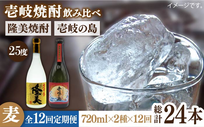 【全12回定期便】隆美焼酎と壱岐の島 25度 720ml 2本入りセット [JDB230] 156000 156000円