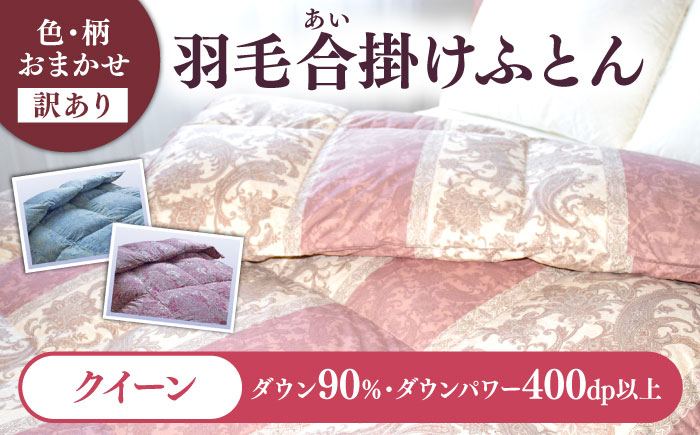 【訳あり】 色柄おまかせ クイーン 羽毛合掛けふとん シルバープリンセスダック ダウン90% ダウンパワー400dp 《壱岐市》 【富士新幸九州】 [JDH121] 掛け布団