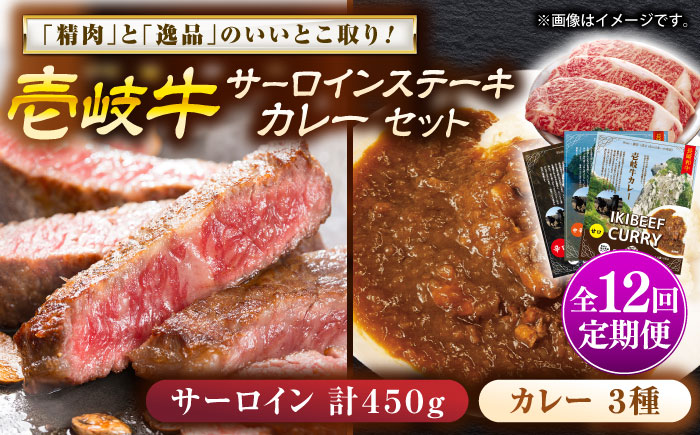【全12回定期便】壱岐牛サーロインステーキ＆壱岐牛カレー3種セット《壱岐市》【壱岐フードファクトリー】カレー サーロイン ステーキ 壱岐牛 [JDW118]
