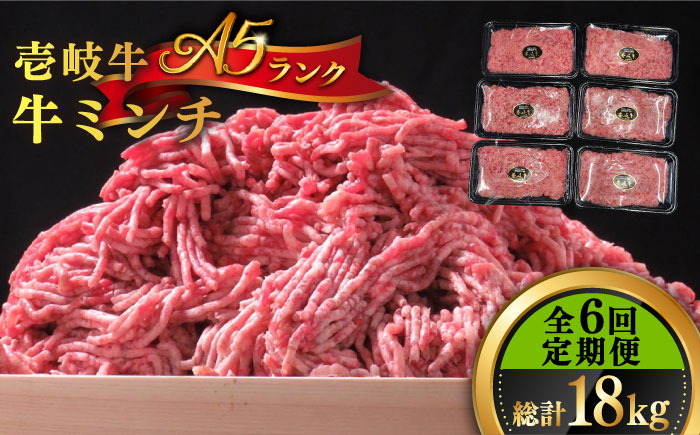 【全6回定期便】壱岐牛 A5ランク 牛ミンチ 約500g×6 《壱岐市》【KRAZY MEAT】 [JER047] 小分け ミンチ 3kg 挽き肉 ひき肉 牛肉 赤身 216000 216000円