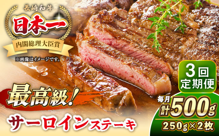 【全3回定期便】長崎和牛 サーロイン ステーキ 250g×2 《壱岐市》【KRAZY MEAT】 A5 A4 冷凍 和牛 肉 牛肉 BBQ [JER121]