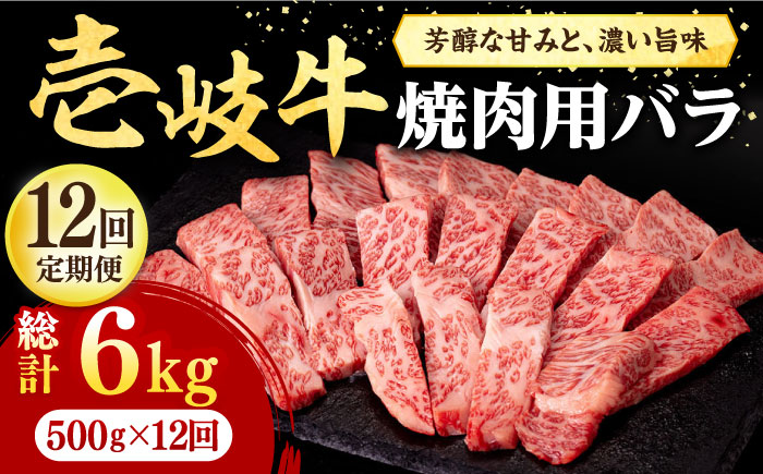 【全12回定期便】 壱岐牛 焼肉用 バラ（カルビ）500g《壱岐市》【株式会社イチヤマ】 肉 牛肉 焼肉 バラ カルビ BBQ [JFE046] 360000 360000円
