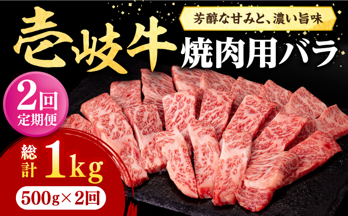【全2回定期便】 壱岐牛 焼肉用 バラ（カルビ）500g《壱岐市》【株式会社イチヤマ】 肉 牛肉 焼肉 バラ カルビ BBQ [JFE113]