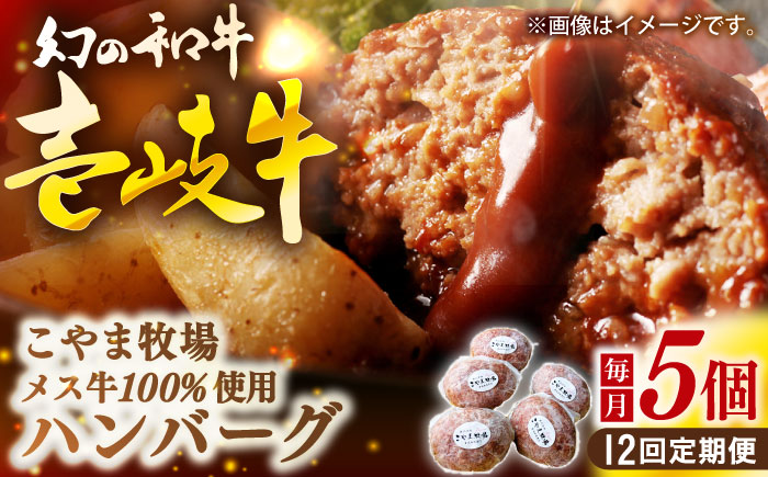 【全12回定期便】こやま牧場の壱岐牛ハンバーグ（化粧箱５個入）≪壱岐市≫【こやま牧場】 冷凍配送 贅沢 肉 雌牛 ギフト [JGG011] 300000 300000円 30万円