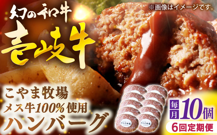 【全6回定期便】こやま牧場の壱岐牛ハンバーグ（化粧箱１０個入）≪壱岐市≫【こやま牧場】 冷凍配送 贅沢 肉 雌牛 ギフト [JGG014] 300000 300000円 30万円