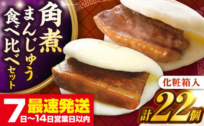 【化粧箱入り】長崎角煮まんじゅう （12個）＆ 大とろ角煮まんじゅう（10個）　《壱岐市》【岩崎本舗】冷凍 豚 豚角煮 角煮饅頭 簡単調理 おやつ お取り寄せ 長崎 [JHA056]