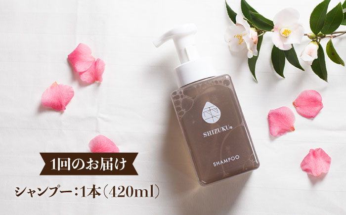 【6回定期便】雫 シャンプー 420ml×1本 ノンシリコン リンス不要 髪 保湿 五島市/椿乃[PAM039] ノンシリコン 肌にやさしい 赤ちゃんも使える リンス不要 髪 保湿