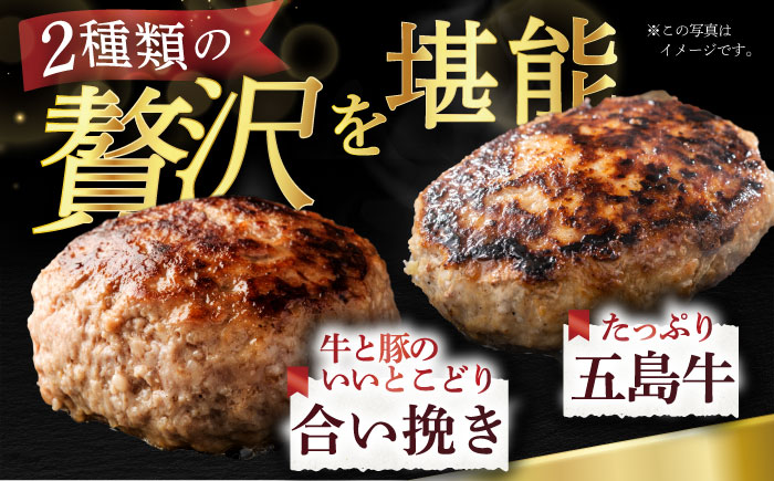 【6回定期便】五島牛 ハンバーグ2種 8個（各4個） 五島市/ニク勝[PBF019]  はんばーぐ 牛肉 牛 にく おかず 国産 冷凍