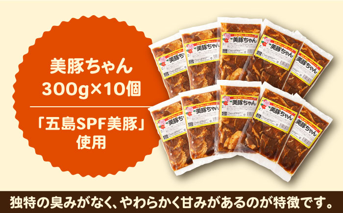 美豚ちゃん300g×10個 五島市/長崎フードサービス[PEL013]  簡単 調理 豚肉 豚 レトルト パック 小分け 国産 焼肉 加工 肉 レトルト 簡単 おかず