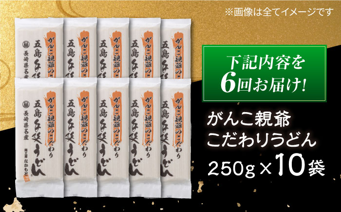 【6回定期便】がんこ親爺のこだわりうどん10袋 五島うどん 五島市/中本製麺[PCR037]   麺 保存食 手延べ 乾麺 ウドン うどん