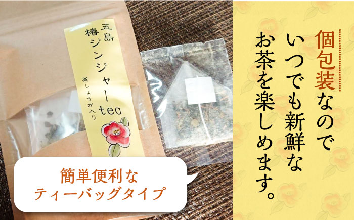 五島椿ジンジャーティー8袋 蒸ししょうが入り 生姜 つばき 茶 個包装 ティーバッグ 五島市/GOTO Challenged 椿 [PDU007]