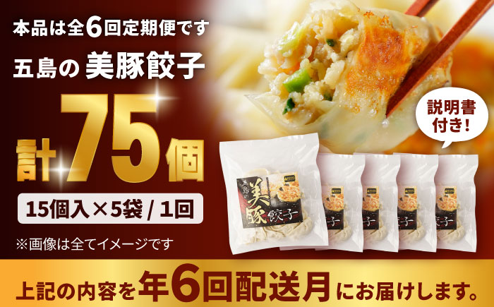 【6回定期便】美豚餃子75個（15個×5袋） 五島市/長崎フードサービス[PEL009]  冷凍 餃子 飲茶 中華 ぎょうざ ギョウザ