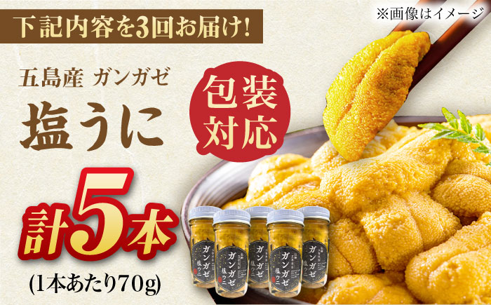 【全3回定期便】厄介うに ガンガゼ塩うに 70g×5本 / ウニ 雲丹 五島市 / うた丸 [PGA006]