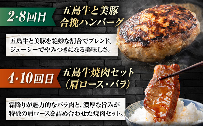 【12回定期便】お届け内容が毎月変わる五島牛定期便（2名向け）五島市/ごとう農業協同組合 [PAF104]