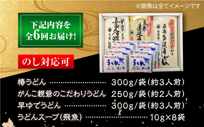 【6回定期便】五島うどん3種（だし付） 五島市/中本製麺[PCR030]  五島うどん 乾麺 飛魚 あご出汁 細麺