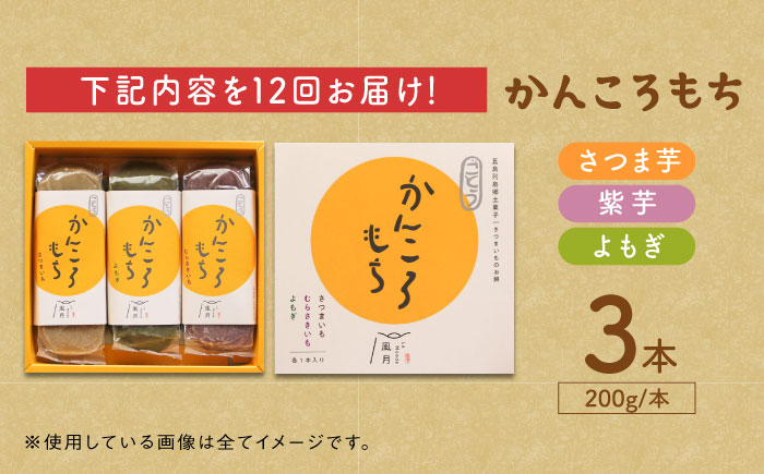 【全12回定期便】昔懐かしいホクホクのかんころもち3種セット 和菓子 スイーツ 餅 サツマイモ【ル・モンド風月】 [PCT009]