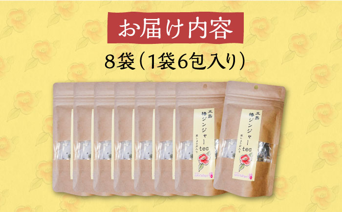 五島椿ジンジャーティー8袋 蒸ししょうが入り 生姜 つばき 茶 個包装 ティーバッグ 五島市/GOTO Challenged 椿 [PDU007]