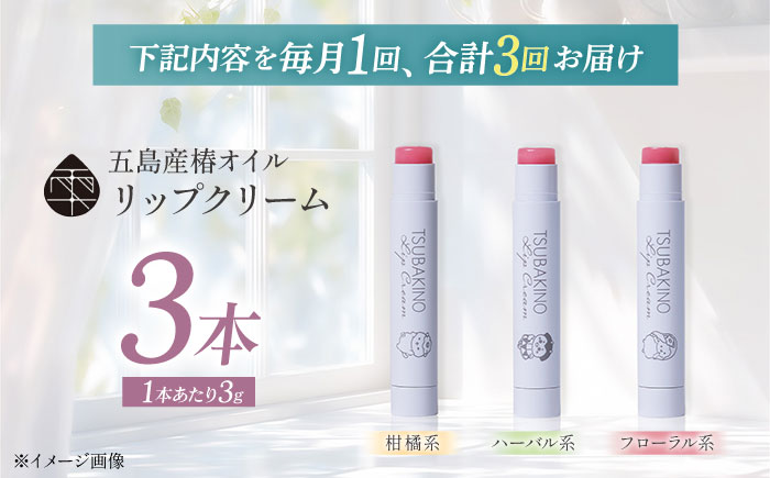 【3回定期便】リップクリーム3本セット 五島市/合資会社椿乃[PAM054]