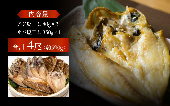 【S】一夜干し 塩干し（アジ/サバ）計4尾 五島市/愛情食彩[PCH009]