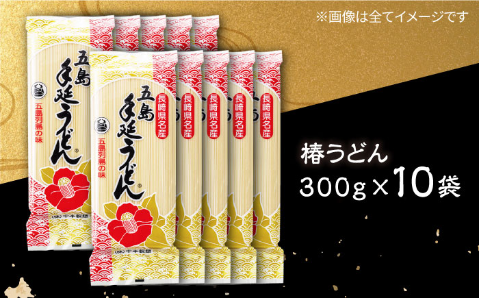 【コシのある細麺】椿うどん10袋 五島市/中本製麺[PCR009]  保存食 椿 五島 うどん 手延べ 五島うどん ウドン 麺 麺類
