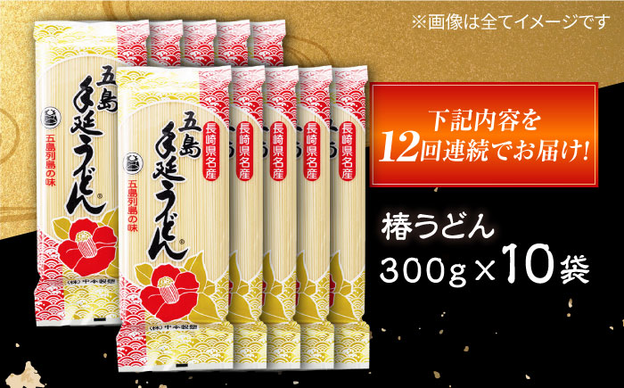 【12回定期便】椿うどん10袋セット 五島市/中本製麺[PCR015]  保存食 椿 五島 うどん 手延べ