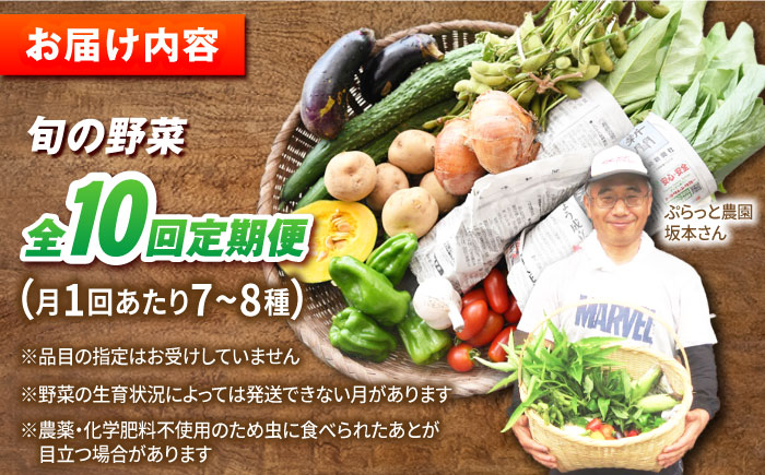 【全10回定期便】有機農法・旬の野菜詰め合わせ 野菜セット 五島市/ぷらっと農園 [PDS010]