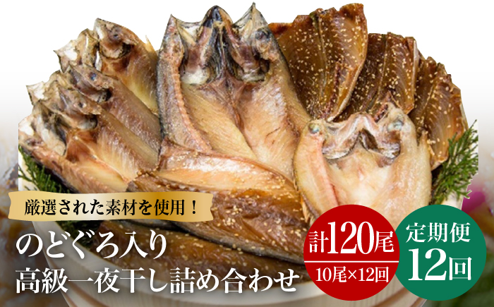 【12回定期便】一夜干し3種 10枚1.1kg（のどぐろ/真アジ/真サバ） 五島市/愛情食彩[PCH008]  干物 ひもの 乾物 セット 高級魚 あじ さば 一夜干し 詰め合わせ 朝食 おかず おつまみ 定期 定期便