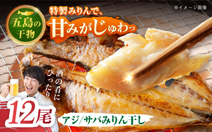 【L】一夜干し みりん干し（アジ/サバ）計12尾 五島市/愛情食彩[PCH029]