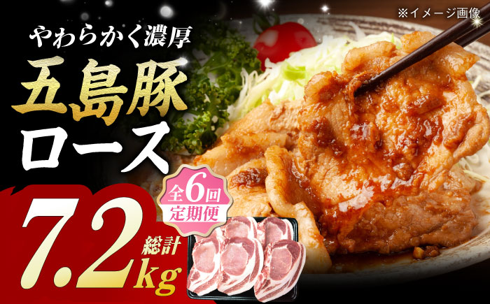 【6回定期便】五島豚 極厚ロース1.2kg （200g×6枚） 五島市/肉のマルヒサ[PCV027]