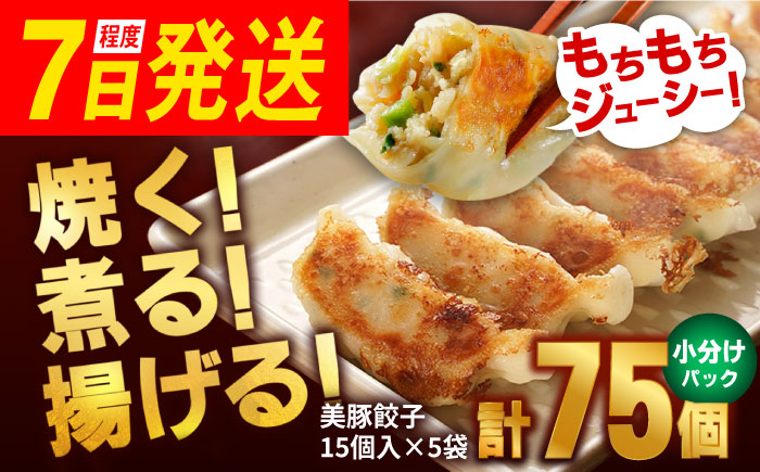 7日程度発送）美豚餃子75個（15個×5袋） 五島市/長崎フードサービス[PEL003]餃子