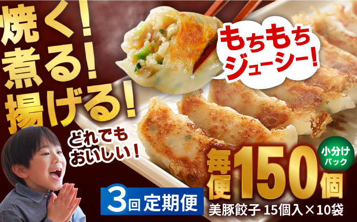 【3回定期便】美豚餃子150個（15個×10袋） 五島市/長崎フードサービス[PEL022]  冷凍 餃子 中華 ぎょうざ ギョウザ
