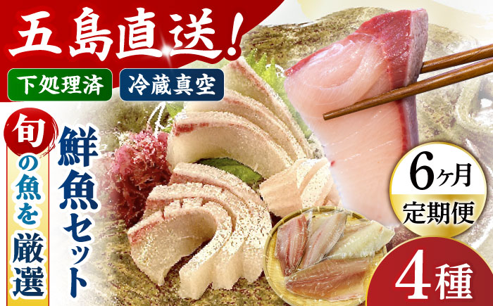 【6回定期便】【冷蔵】【下処理済】鮮魚ボックス4種 五島市/金沢鮮魚[PEP016] 金澤仕立て  鮮魚 冷蔵 真空パック 新鮮 下処理済み 海鮮 刺身 セット