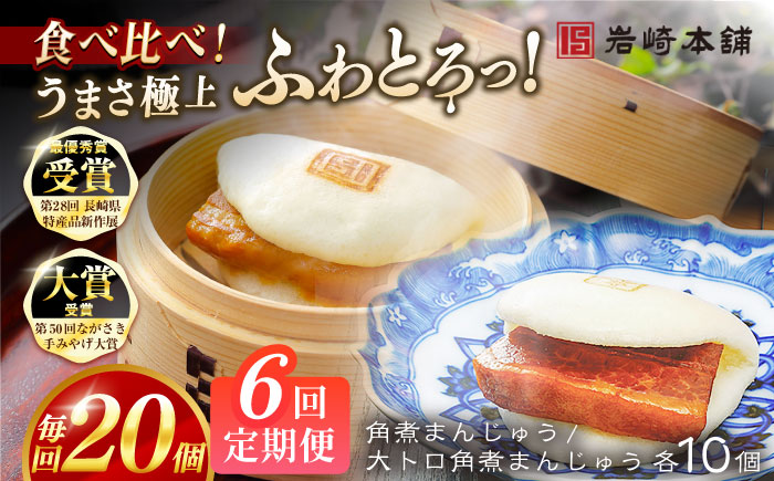 【全6回定期便】角煮まんじゅう10個 （箱）・大とろ角煮まんじゅう10個 （箱） 豚肉 東坡肉 ふわふわ ほかほか 五島市/岩崎本舗 [PFL023]