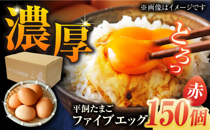 【箱入り】平飼たまご ファイブエッグ M～Lサイズ 150個 / 5EGG 卵 赤玉子五島市 / 五島列島大石養鶏場 [PFQ010]