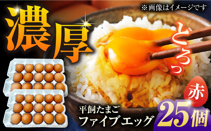 【箱入り】平飼たまご ファイブエッグ M～Lサイズ 25個 / 5EGG 卵 赤玉子 五島市 / 五島列島大石養鶏場 [PFQ035]
