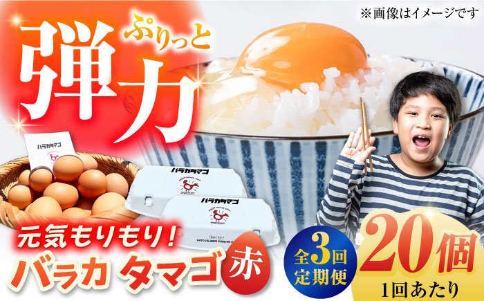 【全3回定期便】【ギフトBOX】バラカタマゴ 20個入 M～Lサイズ 卵 玉子 国産 五島市 / 五島列島大石養鶏場 [PFQ054]