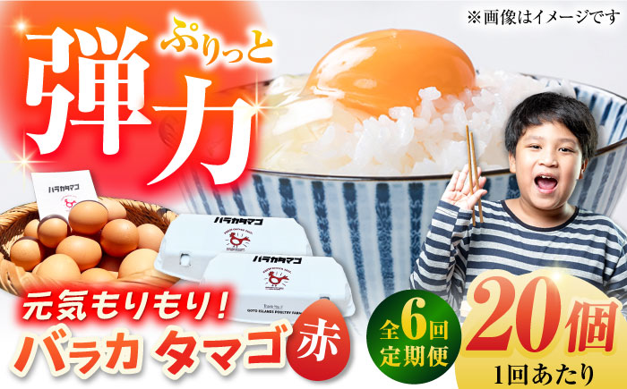 【全6回定期便】【ギフトBOX】バラカタマゴ 20個入 M～Lサイズ 卵 玉子 国産 五島市 / 五島列島大石養鶏場 [PFQ055]