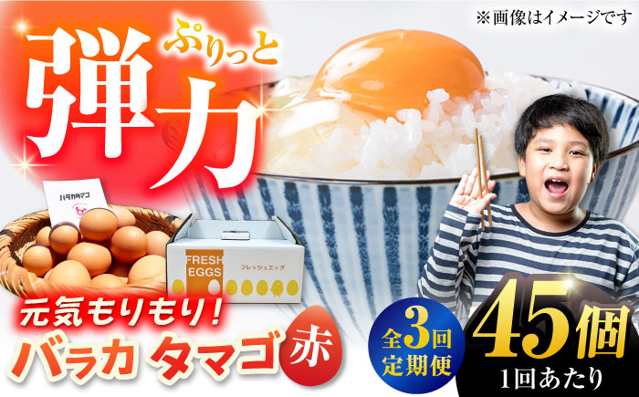 【全3回定期便】【箱入り】バラカタマゴ 45個入 M～Lサイズ 卵 玉子 たまご 国産 五島市 / 五島列島大石養鶏場 [PFQ060]