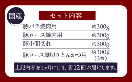 【12回定期便】【主婦の見方☆】大西海SPF豚 国産豚 4種セット 計1.2kg  ＜大西海ファーム＞ [CEK169]